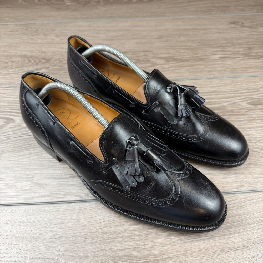 Church's Mens Loafers Tassel Kiltie Wingtip Custom Grade Black 12 C